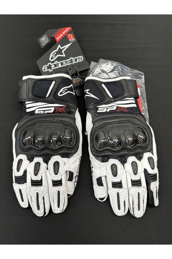 SP-X Air Carbon V2 Mens Leather Motorcycle Gloves Black/White