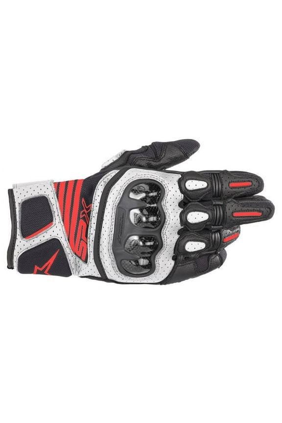 SP-X Air Carbon V2 Mens Leather Gloves Black/White/Red MD