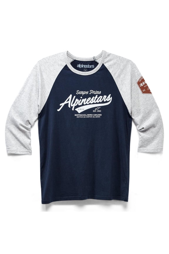 Script Mens Long Sleeve T-Shirt Gray Heather/Navy XL