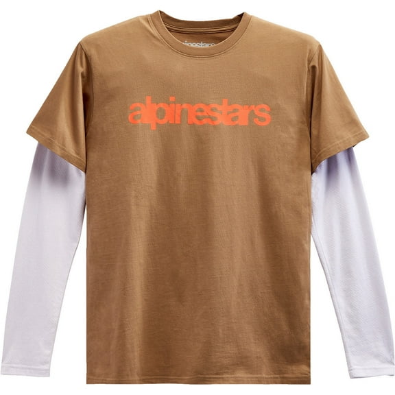 Alpinestars Stack Mens Long Sleeve T-Shirt Sand/Red XL