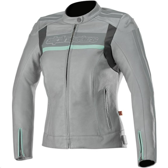Alpinestars Stella Dyno V2 Womens Leather Jacket (Cool Gray/Aqua)