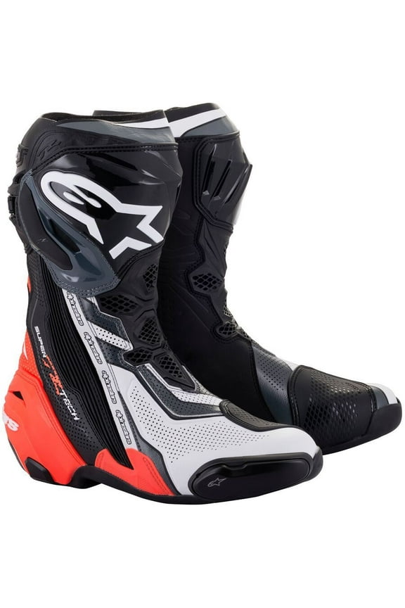 Supertech R Vented Boots - Black/Red Fluo/White/Gray - 9