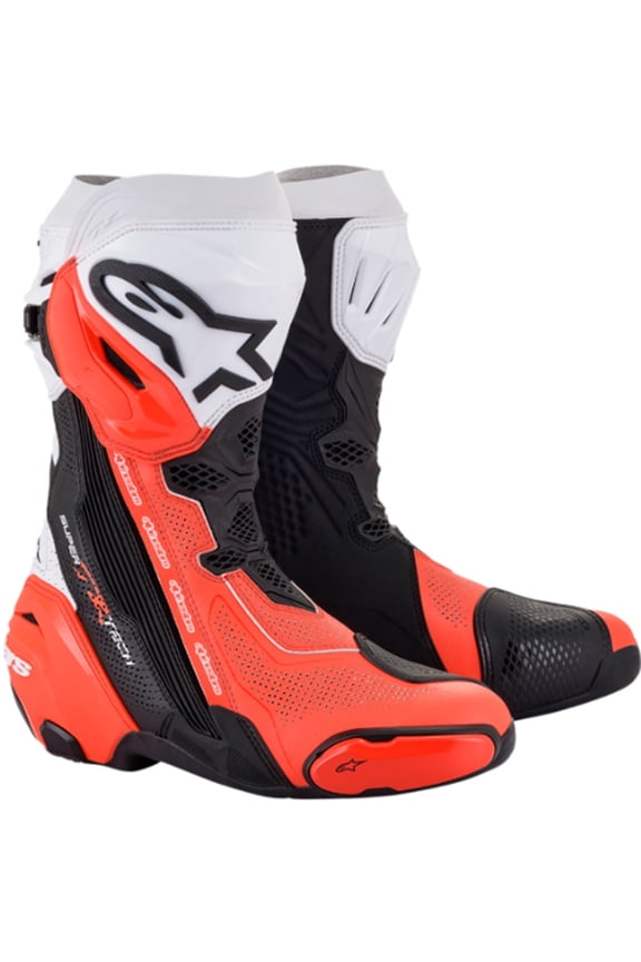 Adult Supertech V Street Motorcycle Boots - Black/Fluo Red/White / 47