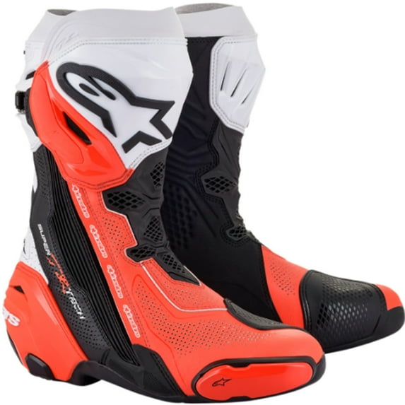 Alpinestars Adult Supertech V Street Motorcycle Boots - Black/Fluo Red/White / 47