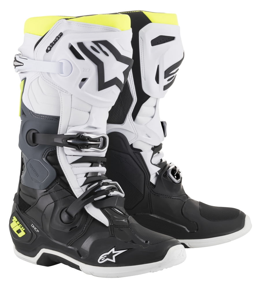 Alpinestars Tech 10 Black/White/Yellow Fluorescent Boots - Walmart.com