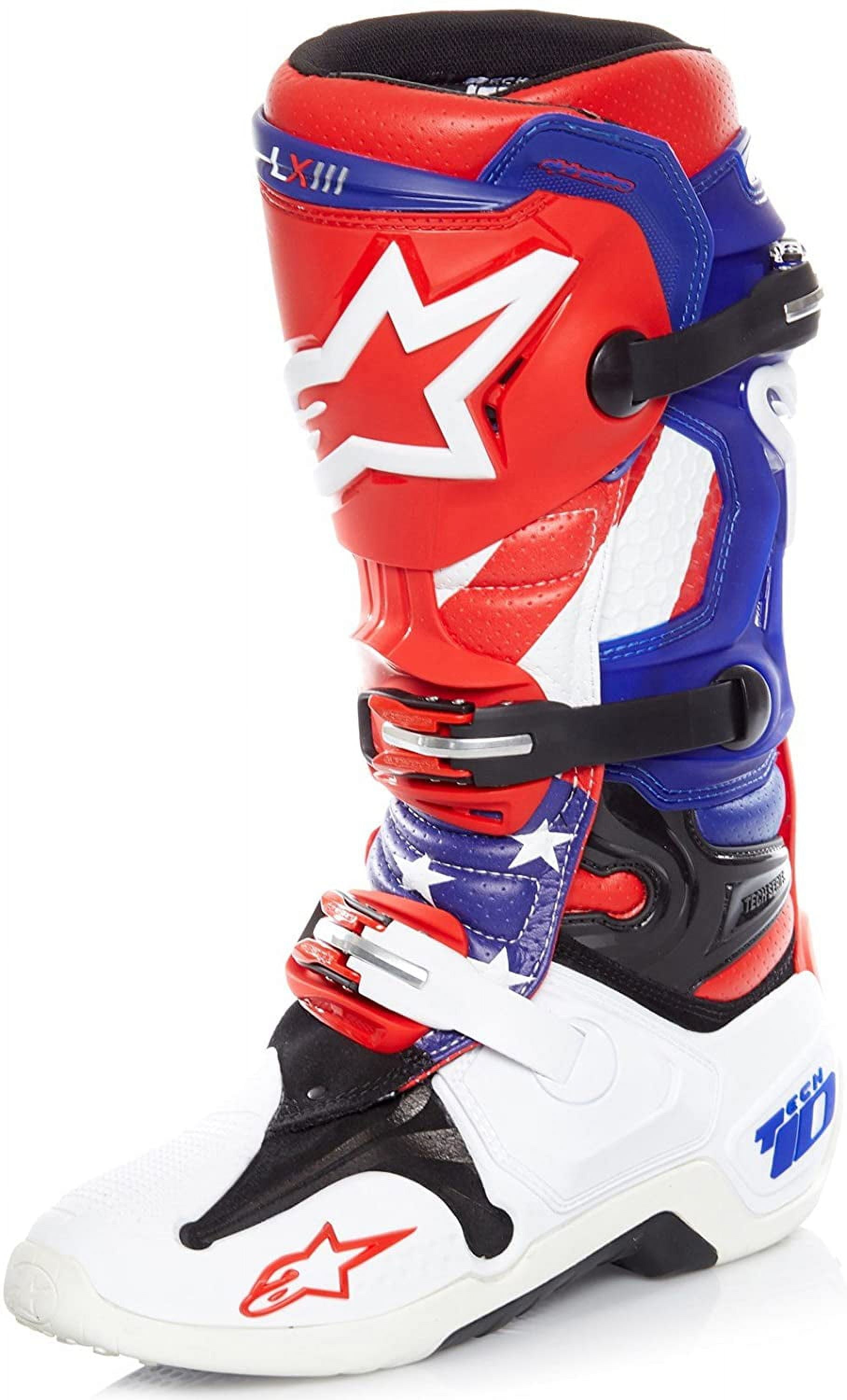 Red white and blue motocross boots cheap