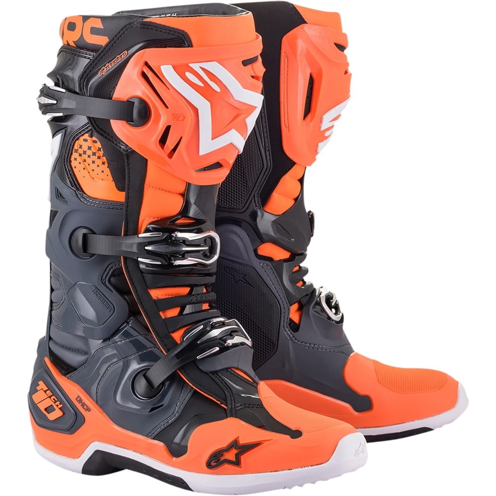 Alpinestars Tech 10 Mens MX Offroad Boots Gray/Orange/Black 8 USA