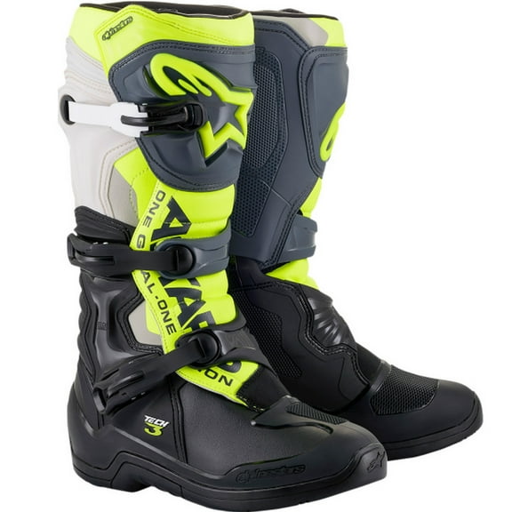 Alpinestars Tech 3 Mens MX Offroad Boots Black/Gray/Yellow 14 USA