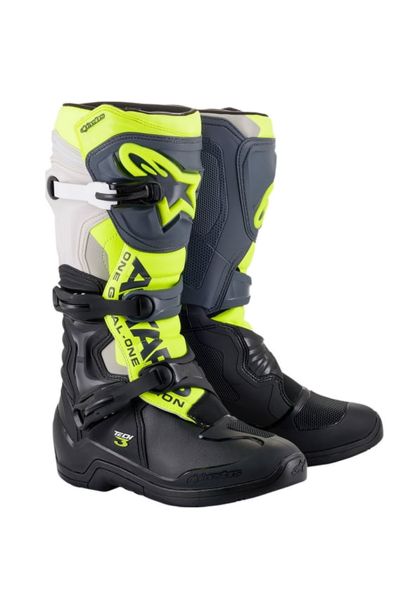 Tech 3 Mens MX Offroad Boots Black/Gray/Yellow 9 USA