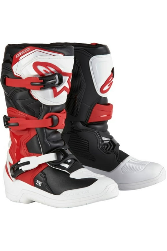 Tech 3S Youth MX Boots White/Black/Red 7 USA