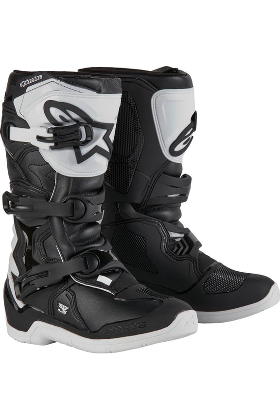 Tech 3S Youth MX Boots White/Black 4 USA