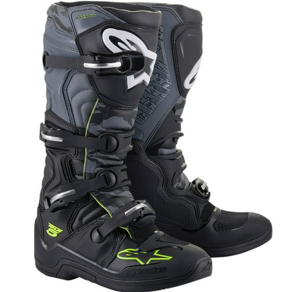 Alpinestars Tech 5 Camo Mens MX Offroad Boots Black/Yellow 6 USA