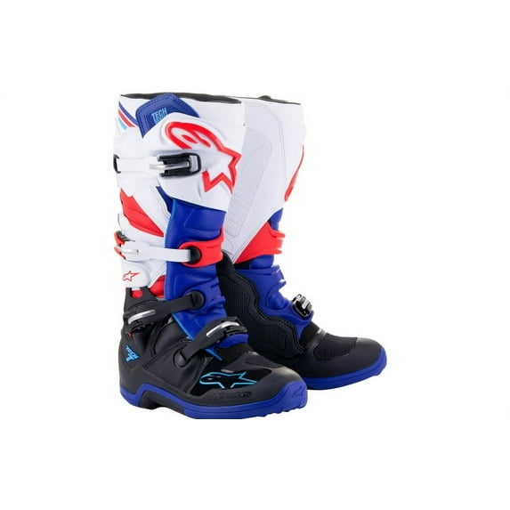 Alpinestars Tech 7 '14 Mens MX Offroad Boots Black/Blue/Red/White 13 USA