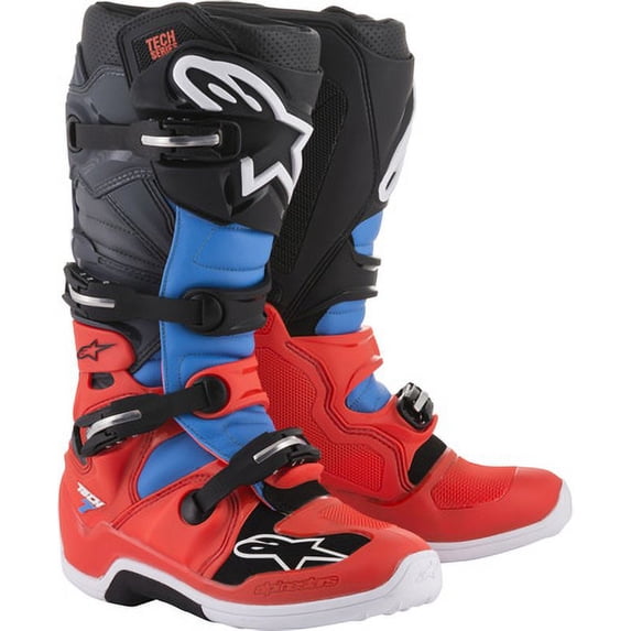 Alpinestars Tech 7 Boots Red Fluo/Cyan/Gray/Black 9 2012014-3711-9