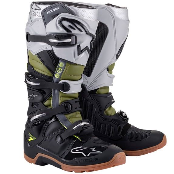 Alpinestars Tech 7 Enduro Adult Street Motorcycle Boots - Black/Silver/Green / 9