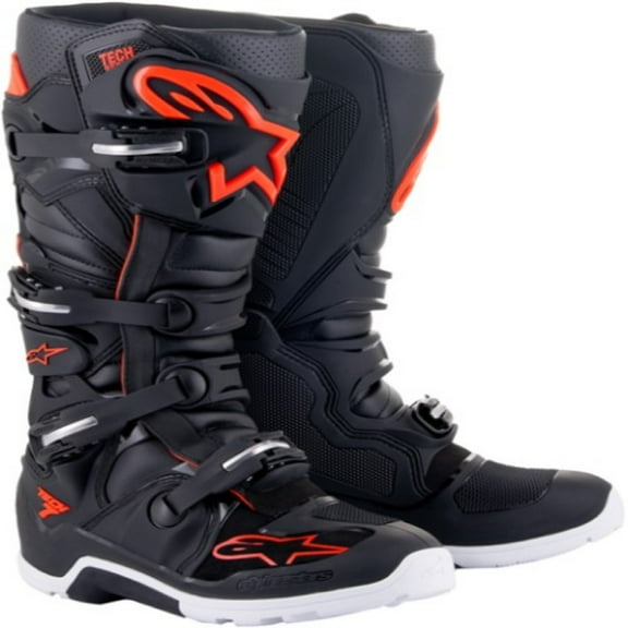 Alpinestars Tech 7 Enduro Mens MX Offroad Boots Black/Red Fluo 12 USA