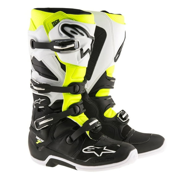 Alpinestars Tech 7 Mens MX Offroad Boots Black/White/Yellow