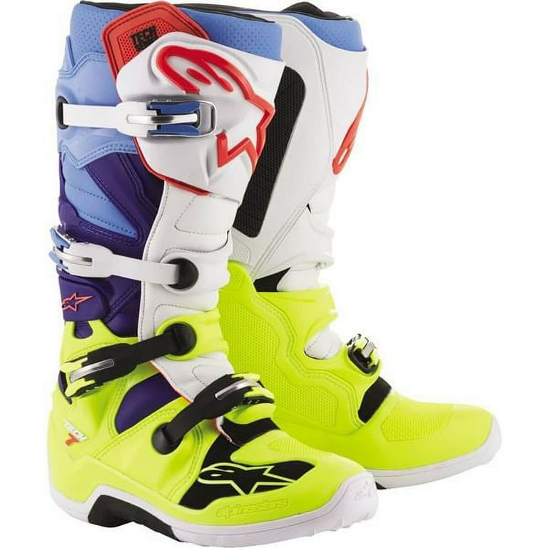 Alpinestars Tech 7 Men's Yellow/White/Blue/Cyan Motocross Boots
