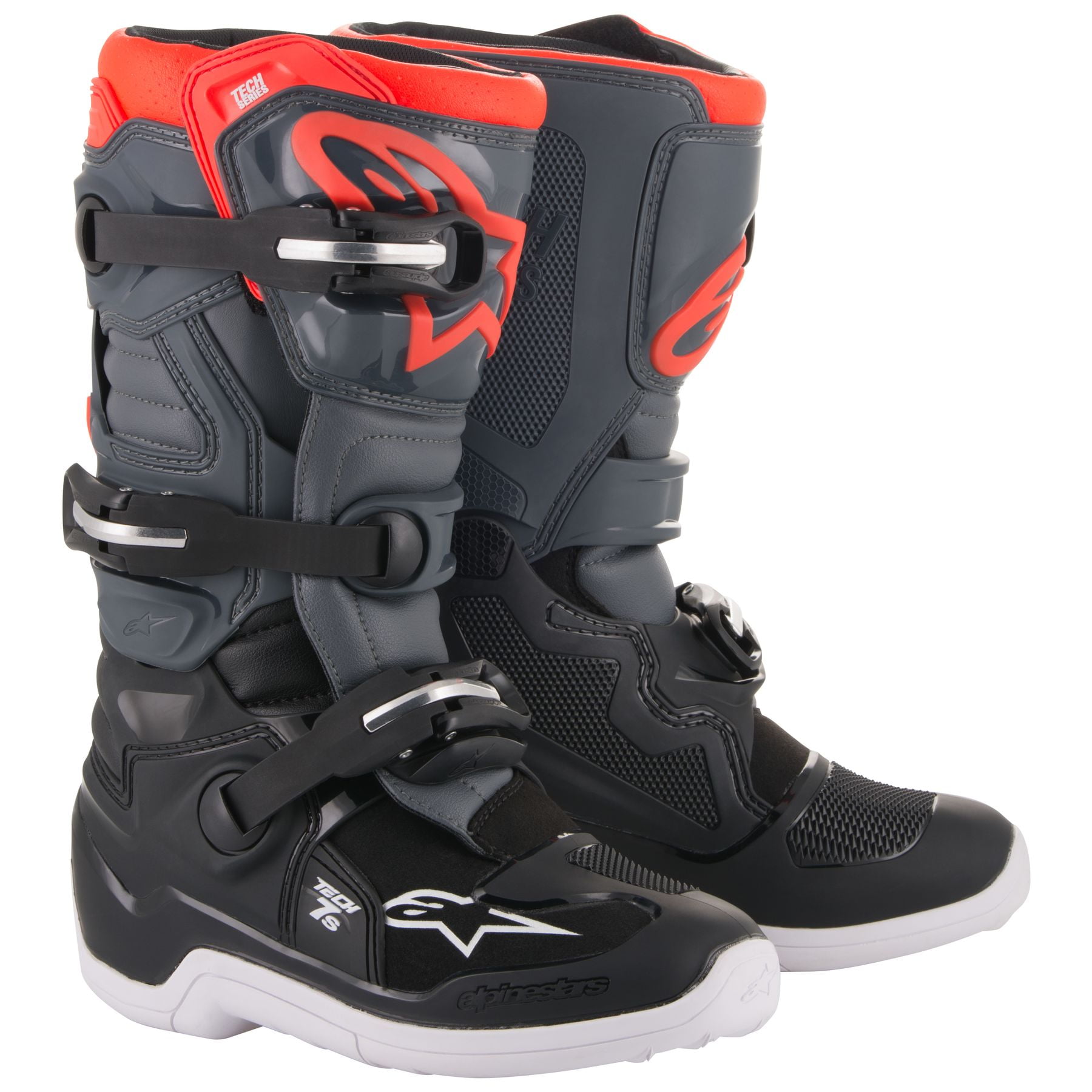Alpinestars Tech 7S Youth MX Offroad Boots Dark Gray Red Black