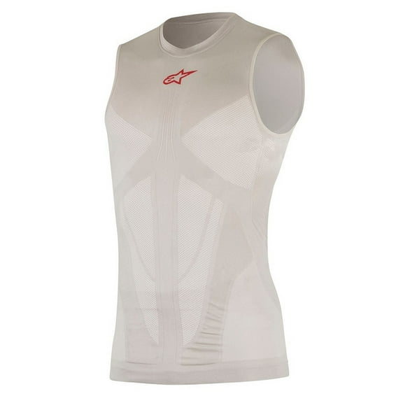 Alpinestars Tech Summer Mens MTB Base Layer Tank Top Silver/Red XS/SM