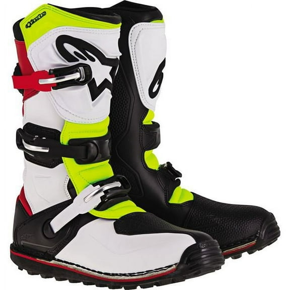 Alpinestars Tech T Mens MX Offroad Boots White/Red/Yellow/Black 11 USA