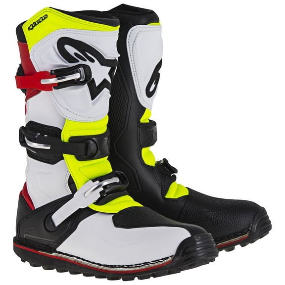 Alpinestars Tech T Mens MX Offroad Boots White/Red/Yellow/Black 8 USA