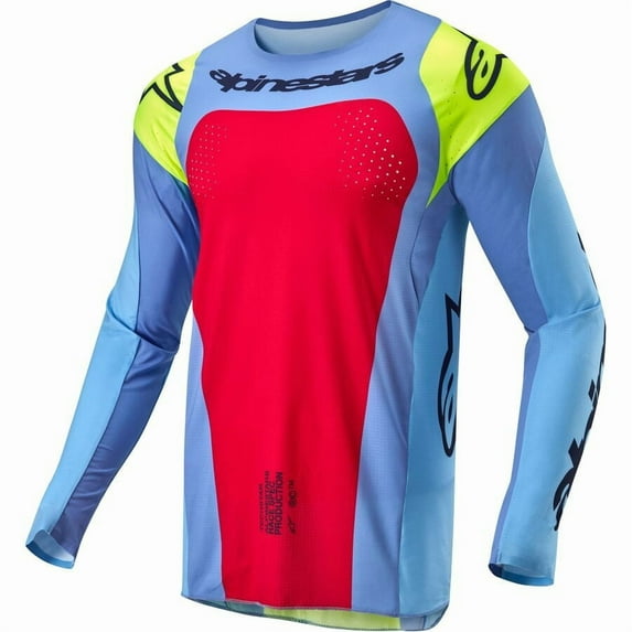 Alpinestars Techstar Ocuri Jersey (Large, Light Blue/Yellow Fluo/Red Berry)