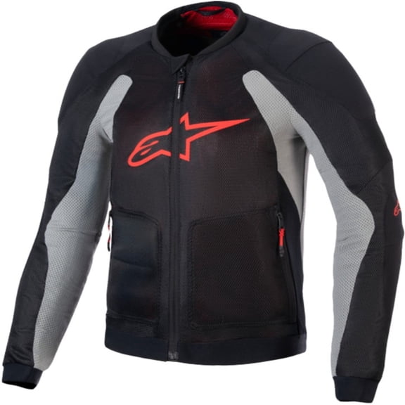 Alpinestars Troop-Air Men's Street Motorcycle Jackets - Black/Ash Gray/Bright Red / Large