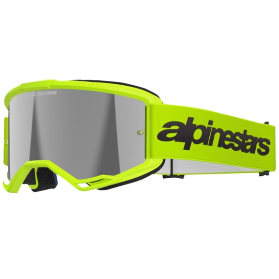 ALPINESTARS GOGGLES Vision 3 Goggle - Wordmark - Yellow Fluo - Silver Mirror Lens 5103225-5299