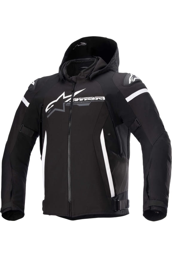 Zaca Waterproof Mens Motorcycle Jacket-Black/White-2X-Large