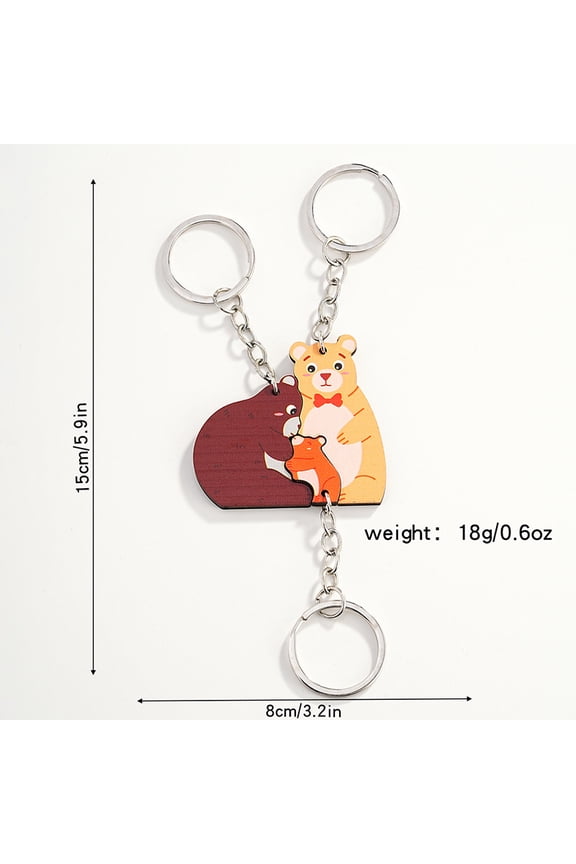 Alpinia Oxyphylla Puzzle Keychain Pendant Cartoon Animal Car Family Series Key Ring Accessory