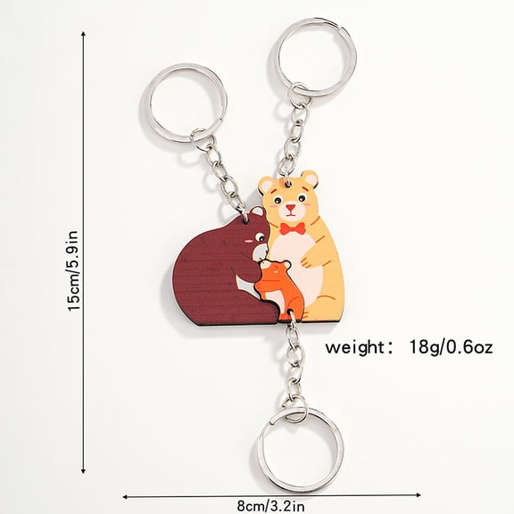 Alpinia Oxyphylla Puzzle Keychain Pendant Cartoon Animal Car Family Series Key Ring Accessory