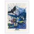 thumbnail image 1 of Alps (Alpes) - Moths and Butterflies - SNCF (French National Railway Company) - Vintage Travel Poster by Salvador Dali c.1969 - Japanese Unryu Rice Paper Art Print (Unframed) 12 x 16 in, 1 of 4