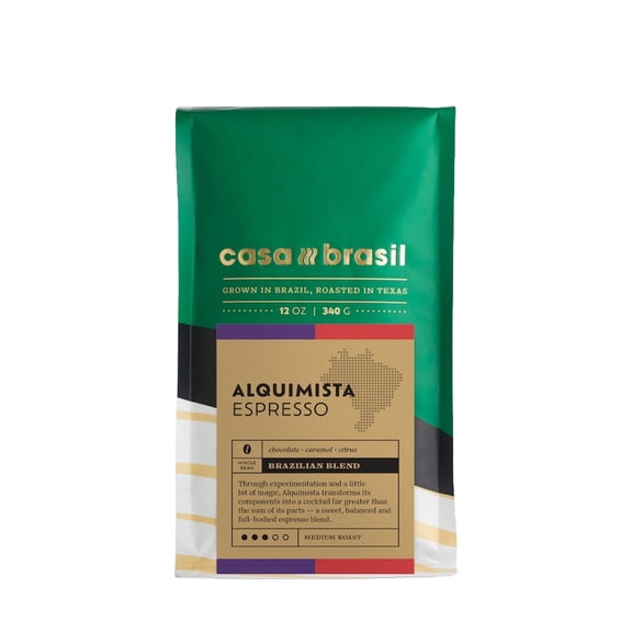 Alquimista Espresso Blend - Roasted by Casa Brasil Coffees - Freshly Ground Coffee - 12oz Bag