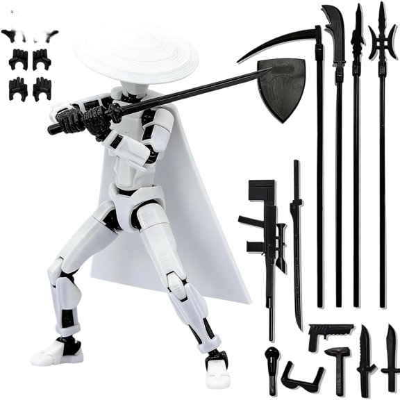 Already Assembled Action Figure Model with 18 Accessories, Multi-Joint Movable Plastic Figurine, for Collectors Desktop Decorations 3D Printed Toys