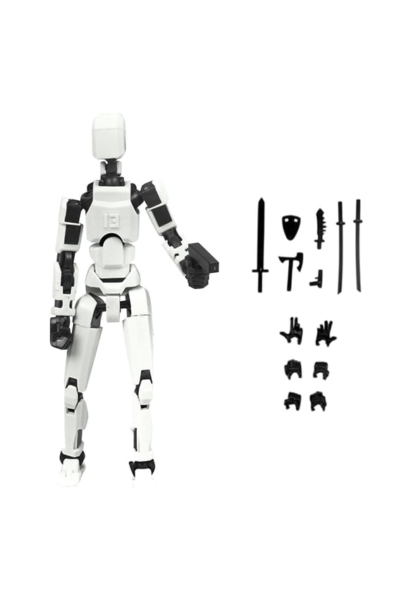 Already Assembled T13 Action Figure Accessories,T13 Multi-Jointed Movable,for Collectors Desktop Decorations t-13 Movability 3D Printed Toys (White)