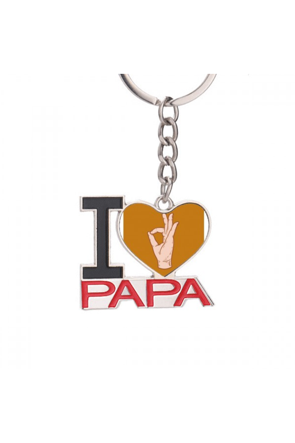Alright Ok Accomplish Gesture Hand Signal Keychain Metal Keyring Holder Love PAPA Father