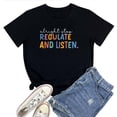thumbnail image 1 of Alright Stop Regulate And Listen Women's T-Shirt – Funny Retro 90s Rap Lyrics Graphic Tee, Casual Short Sleeve Music Fan Top, 1 of 5