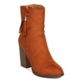thumbnail image 1 of Alrisco Grape-2 Women Faux Suede Almond Toe Textured Tassel Chunky Heel Bootie, 1 of 6