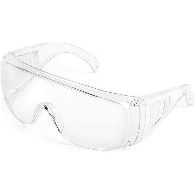Alrisco Protective Eyewear Safety Goggles Clear Anti-fog Anti-Scratch Safety Glasses over Prescription Glasses, Transparent Frame Light Weight and Comfortable