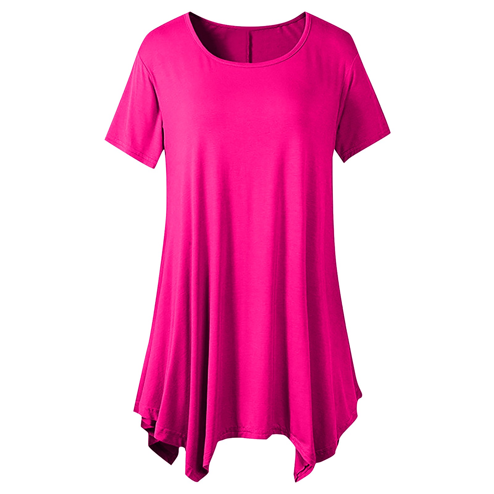 Alrise Hot Pink Womens Plus Size Blouse Top,Summer Classic Solid Color