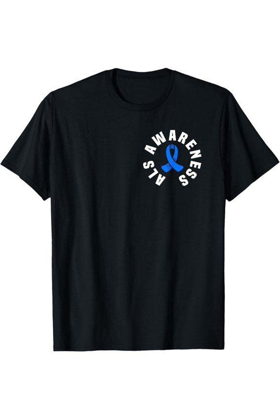 Als Awareness Pocket Wear Blue Ribbon Als Disease Support T-Shirt, Unisex T-Shirt