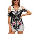 thumbnail image 1 of Alsace Lorraine Flag Woman Tshirts Printed Tops Zipper V-Neck Top Fashion Graphic T Shirt Reichsland Elsa? Lothringen, 1 of 3