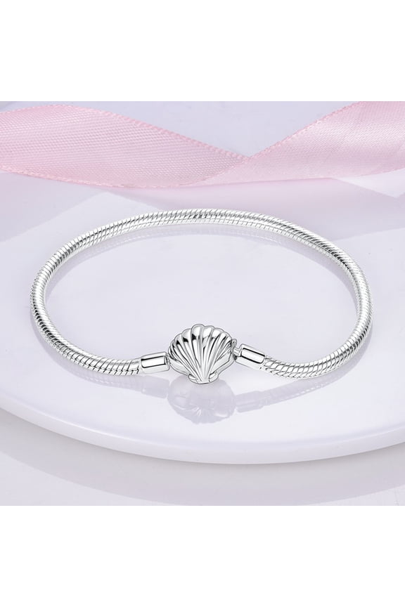 925 Sterling Silver Snake Chain Bracelet Shell Charms Bracelets for Women Girls Gifts for Her