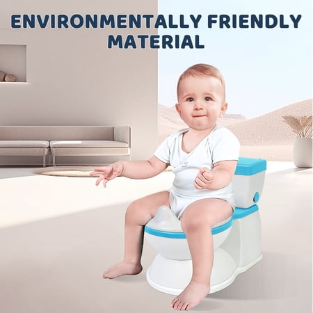 Also GO Potty Training Toilet for Baby boys and Girls, Realistic Potty Chair with Flush Button and Sound, Toddler Potty Training Seat, Blue