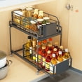 thumbnail image 1 of Under Sink Organizer with Sliding Drawer, 2 Tier Rustproof Steel Bathroom Organizer for Narrow Space, Large Multi-Purpose Kitchen Organizer for Kitchen Bathroom Cabinet, Black, 1 of 11