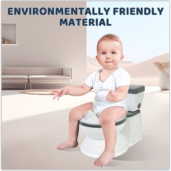 Also Go Potty Training Toilet for Baby Toddler Boys and Girls, Realistic Potty Chair with Anti-skid Rubber Base, Detachable Toddler Potty Training Toilet, Grey