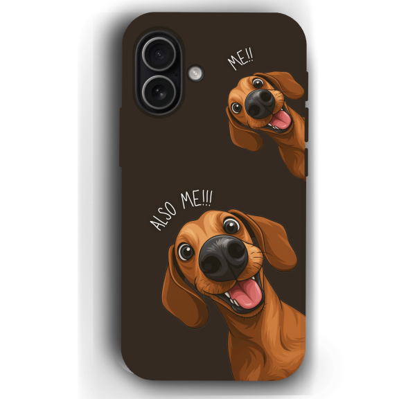 "Also Me" Design Custom Pet iPhone 17 Case – 4 Colors & 4 Patterns | YingMart Personalized Pet Portrait Protective Cover for Dog Lovers (DarkBrown, iPhone17, Style2)