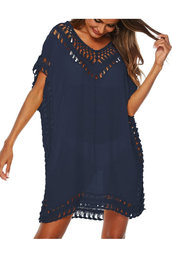 Beach Coverup Women Dress Hollow Out Plus Size Swimwear Bikini Swimsuit Cover Ups Bathing Suit Coverups Female