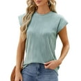 thumbnail image 1 of Alsol Lamesa Cap Sleeve Tops for Women Summer Basic tank tops Casual Loose Trendy Crewneck Tshirt, 1 of 6